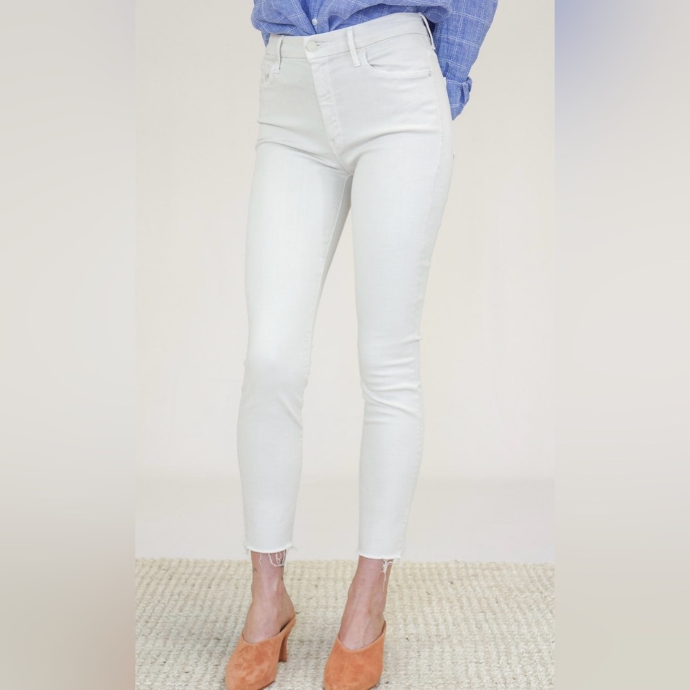 Mother Denim High Waisted Looker Ankle Fray - Warm Ivory NWT Size 27 Womens